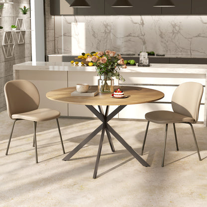 HOMCOM Dining Table for 4, 120 cm Industrial Kitchen Table with Wood Effect Tabletop and Steel Legs, Oak