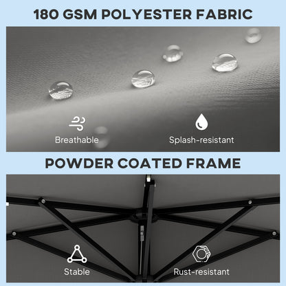 Outsunny 2.6 m Half Garden Parasol with Solar LED Lights, UPF50+ Semi Round Umbrella with 30° Tilt, Crank Handle, Dark Grey