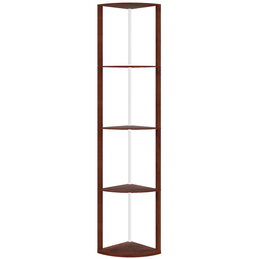 HOMCOM RGB Standing Lamp with Shelves, 4-Tier LED Floor Lamp with Multiple Lighting Modes, Brown