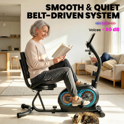 SPORTNOW Recumbent Exercise Bike for Home, Stationary Bike with Bluetooth, App Connectivity, Quiet 8-Level Magnetic Resistance