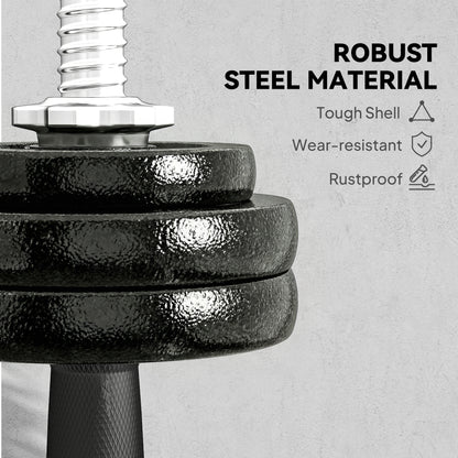 SPORTNOW 2-in-1 Adjustable Dumbbells Set, 30kg Cast Iron Weights Dumbbells Set with Non-Slip Grip for Strength Training, Weight Lifting, Bodybuilding, Home Gym Workout Equipment for Men & Women