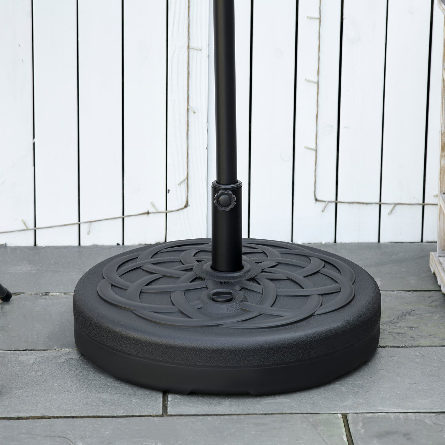 Outsunny Garden Parasol Base Holder, Outdoor Market Umbrella Stand Weight with Built-In Handle, 25kg Water or 35kg Sand Filled, Black--ChewyGames-ChewyGames