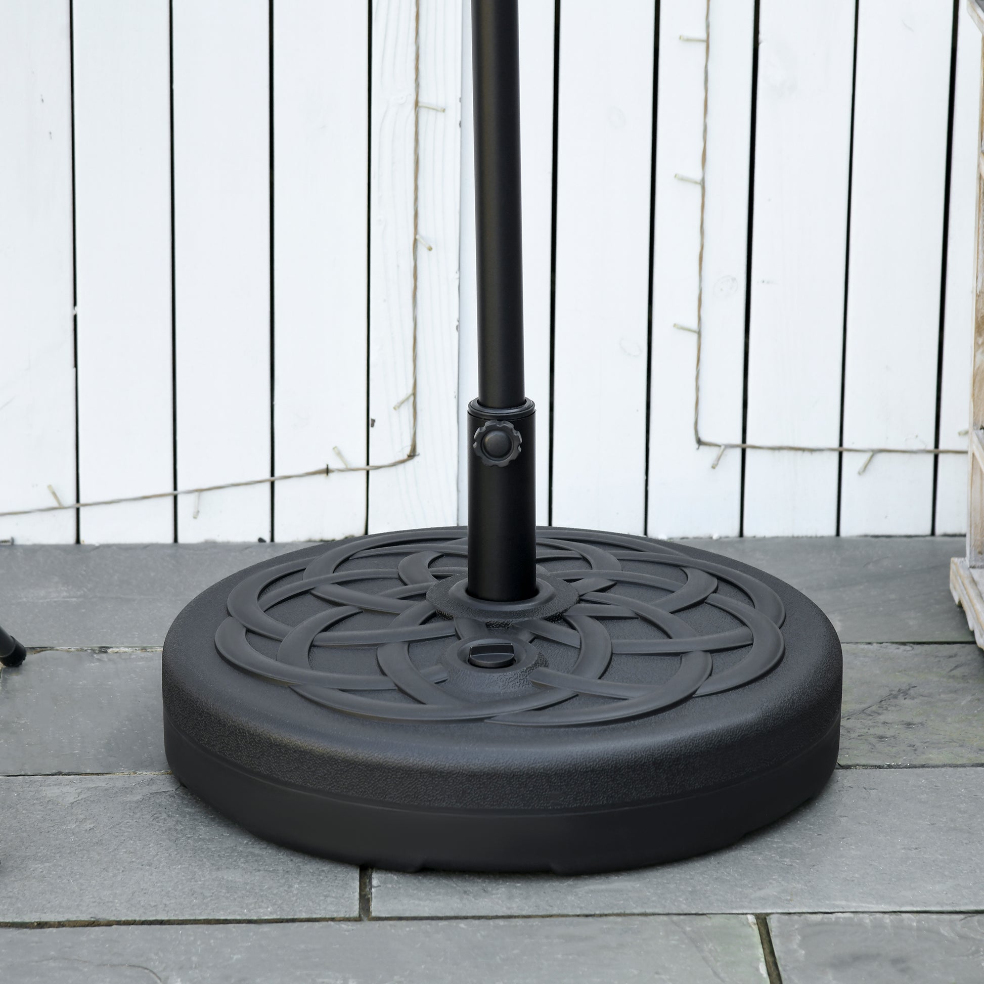 Outsunny Garden Parasol Base Holder, Outdoor Market Umbrella Stand Weight with Built-In Handle, 25kg Water or 35kg Sand Filled, Black--ChewyGames-ChewyGames