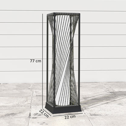 Outsunny Garden Rattan Lamp, 77 cm Tall Solar Rattan Floor Lamp, Solar Garden Light with Auto On/Off LED Lights, IP44 Waterproof for Outdoor, Porch, Pathway, Terrace, Grey