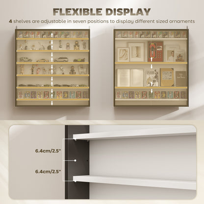 HOMCOM Six Shelf Display Cabinet, with Glass Doors - Black and White