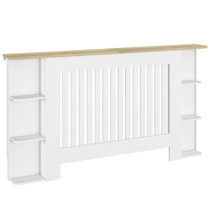 HOMCOM Radiator Cover with Open Storage Shelves, Vertical Slatted Cabinet Shelf Heater Cover for Living Room, Hallway, Large, White