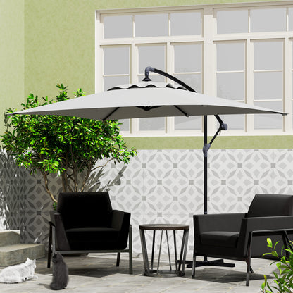 Outsunny 3(m) Cantilever Overhanging Parasol, with Cross Base - Light Grey--ChewyGames-ChewyGames