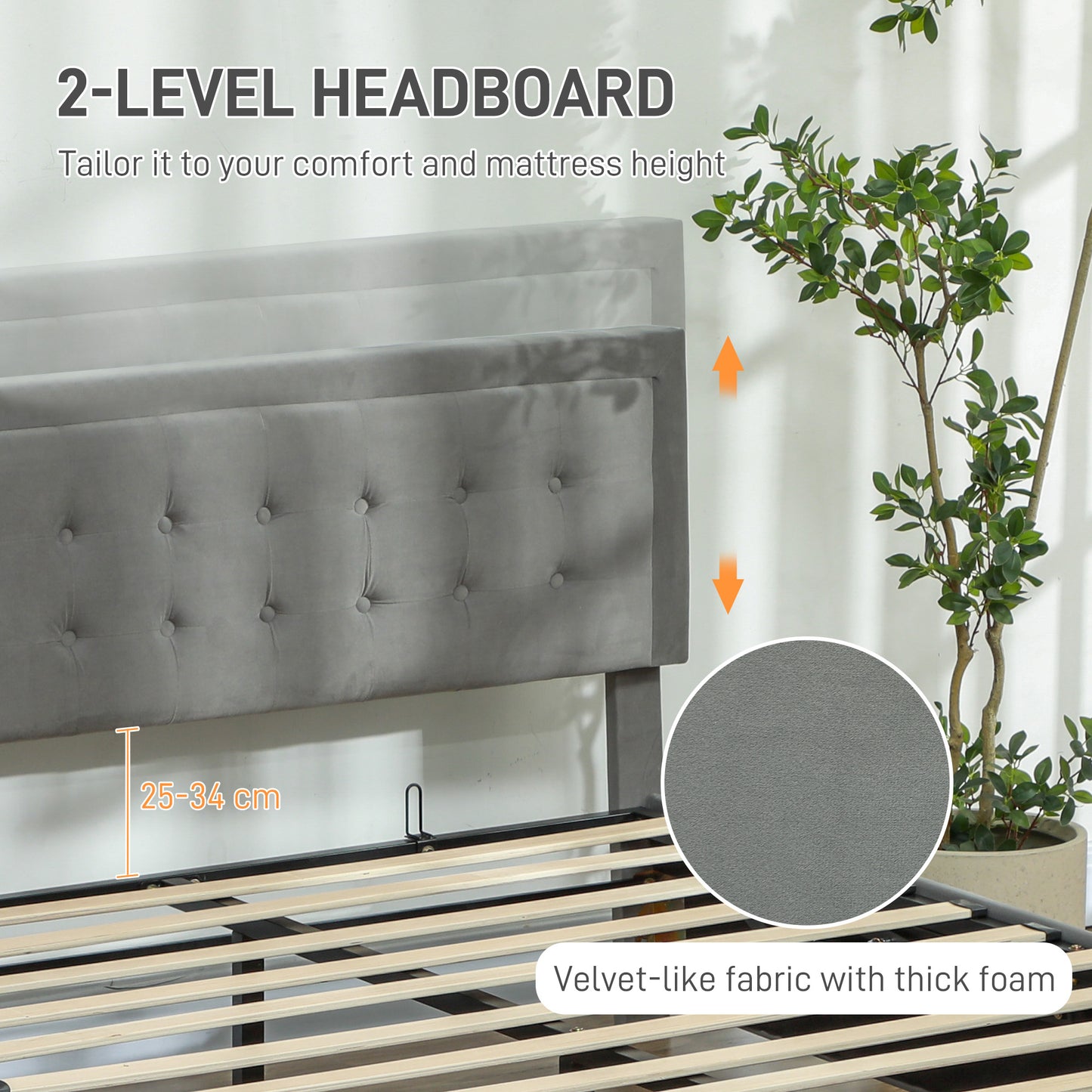 HOMCOM Double Ottoman Bed Frame, with Front Drawer Grey