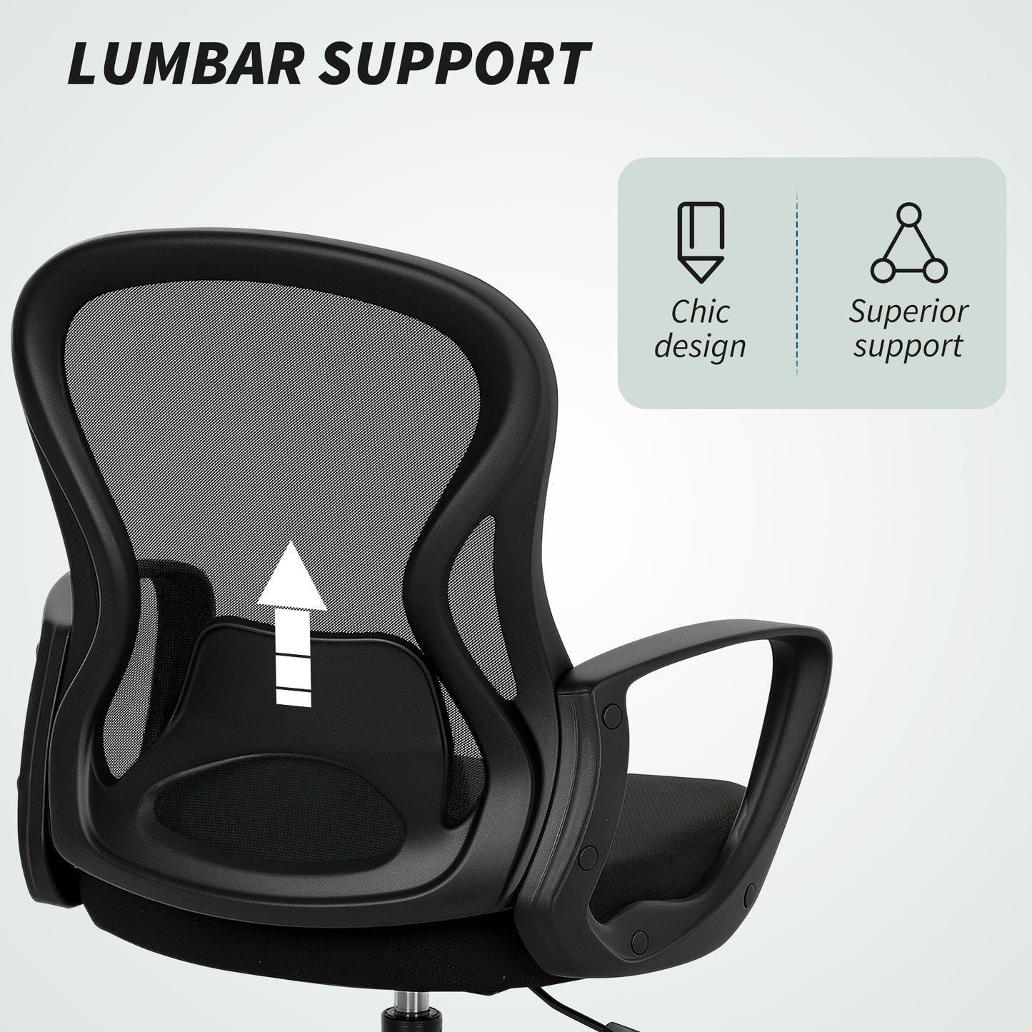 Vinsetto Drafting Chair with Adjustable Footrest, Ergonomic Mesh Office Chair with Lumbar Support, Adjustable Height for Standing Desk, Black