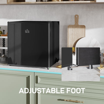 HOMCOM 46 Litre Table Top Mini Fridge, Small Fridge with Ice Box, Reversible Door, Adjustable Temperature and Legs for Bedrooms, Home Office, Black