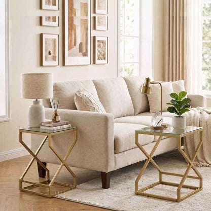 HOMCOM Nest of Tables, Side Table Set of 2 with Transparent Top, Coffee Table Set with Tempered Glass Top, Transparent