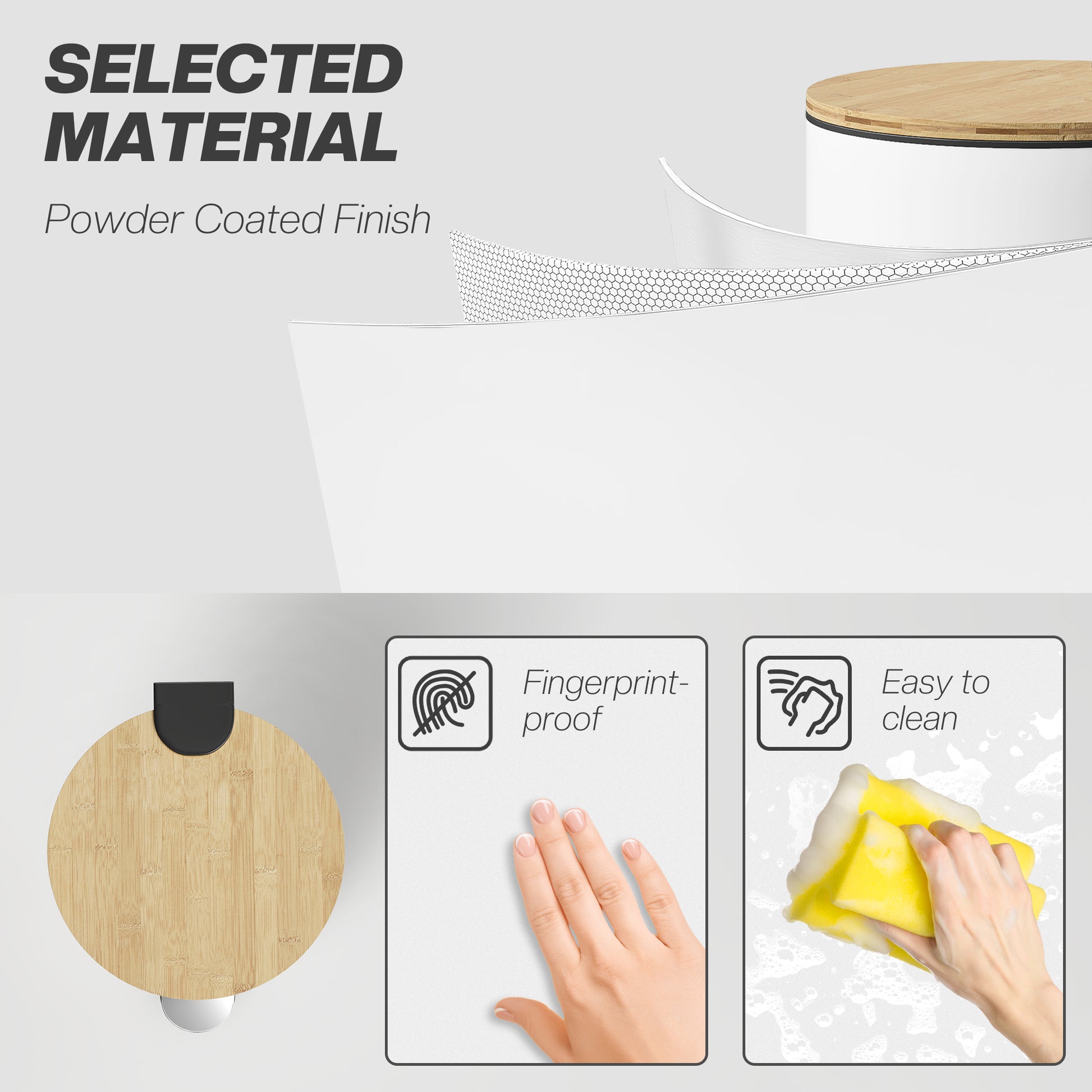 HOMCOM Kitchen Bin, 30 Litre Pedal Rubbish Bin with Removable Bucket, White and Natural--ChewyGames-ChewyGames