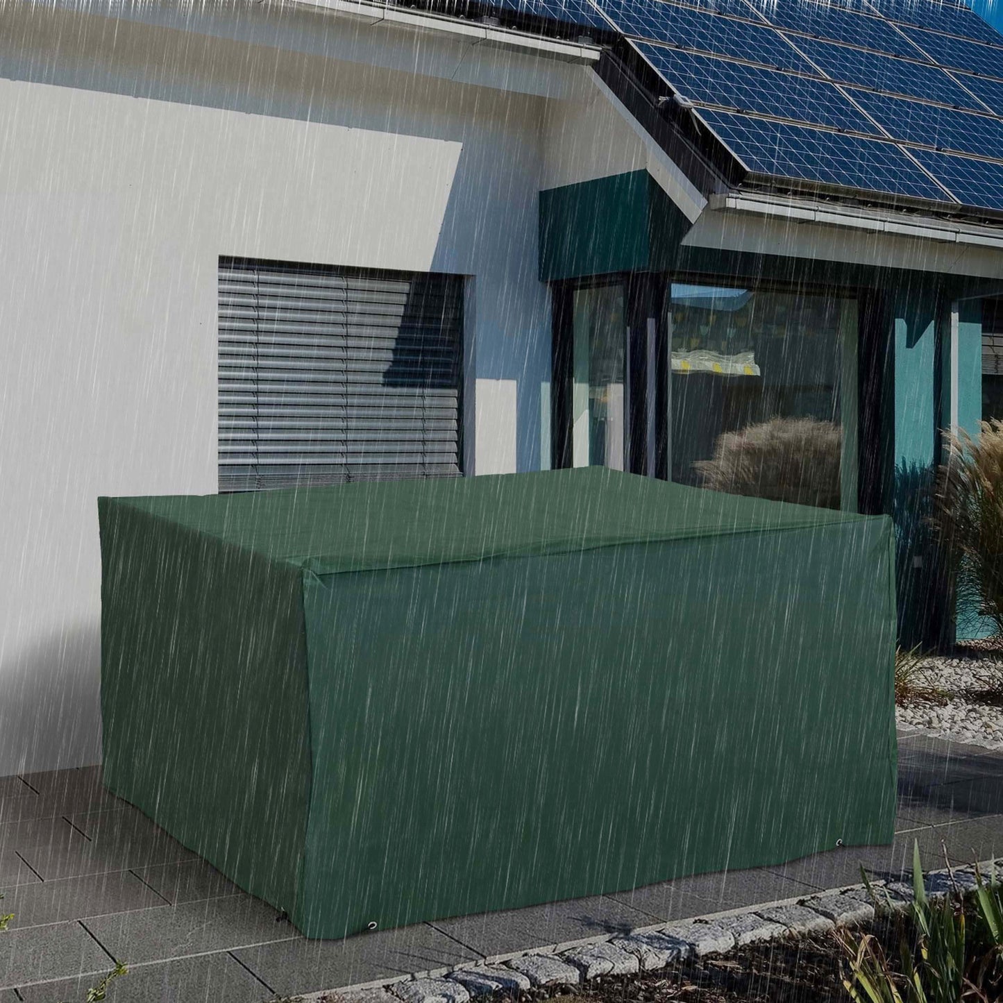Outsunny Outdoor Garden Furniture Cover Waterproof, Anti-UV 600D Heavy Duty Oxford Fabric Patio Furniture Cover for Rectangular Sofa Table Set, Green, 135 x 135 x 75 cm