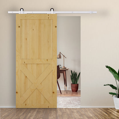 HOMCOM 6FT Rustic Interior Sliding Barn Door Mounting Hardware Kit - White
