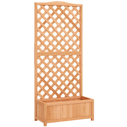 Outsunny Wooden Planter with Trellis, Freestanding Raised Bed for Garden with Lattice, Outdoor Planter Box for Climbing Plants, Vines, Flowers, 76 x 36 x 170 cm, Natural
