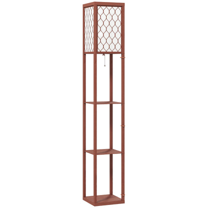 HOMCOM Three-Shelf Standing Lamp - Brown/White