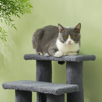 PawHut Dog Steps for Bed 4 Step Pet Stairs for Sofa Dog Cat Climb Ladder 63x43x60 cm Grey