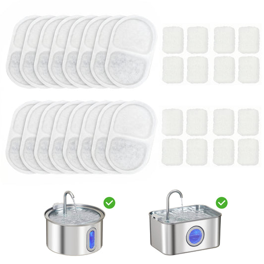 PawHut 16 Pack Cat Water Fountain Filters, Replacement Filters Set for 3.2L/2.5L Automatic Pet Fountain