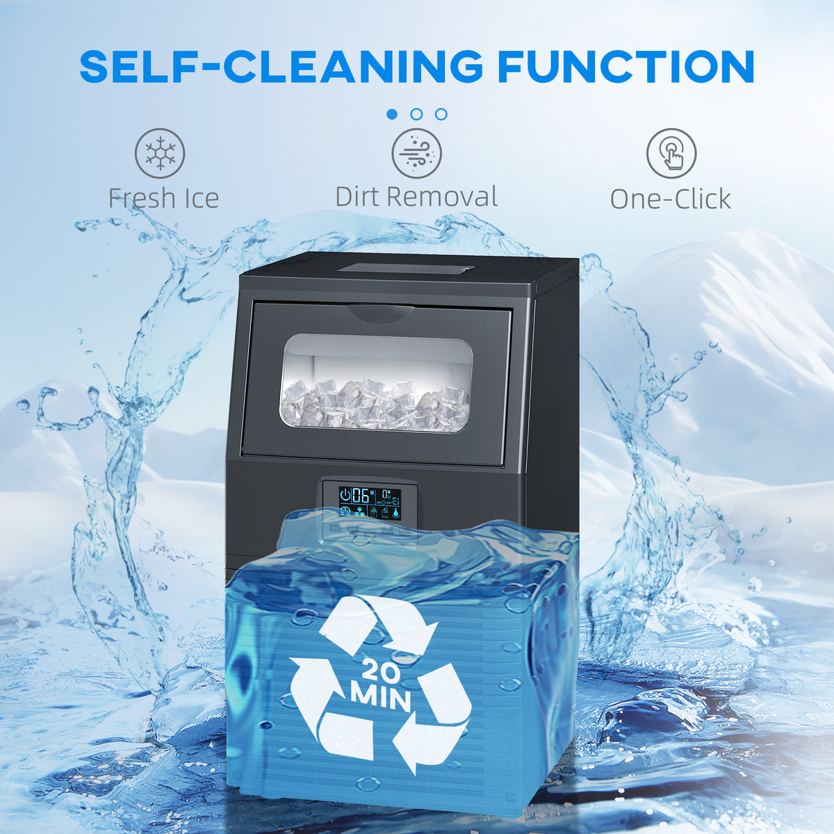 HOMCOM Commercial Ice Maker with 4kg Ice Storage - Black