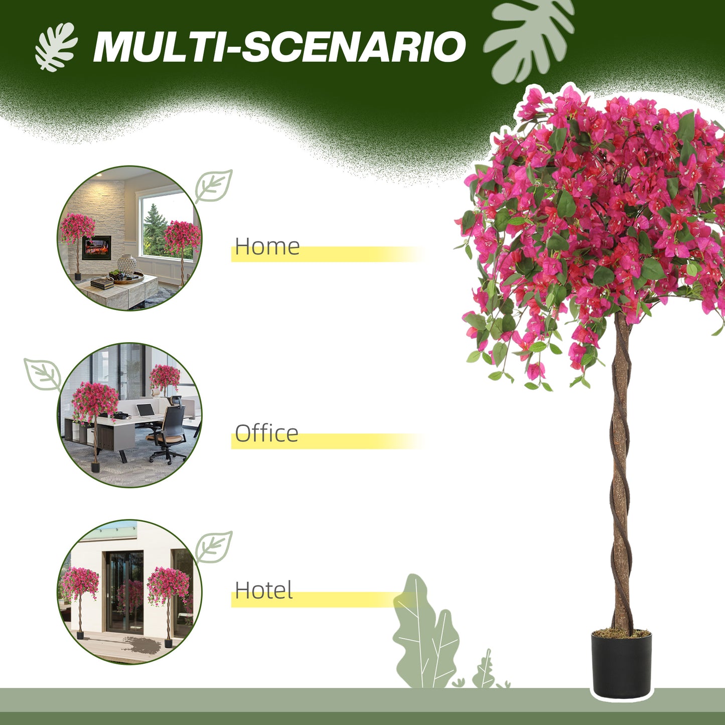 HOMCOM Artificial Plants Murraya, 120 cm Artificial Blossom, Fake Plants in Pot, Large Red Artificial Tree with Flowers for Home House Office Garden Decoration (2 Pack)
