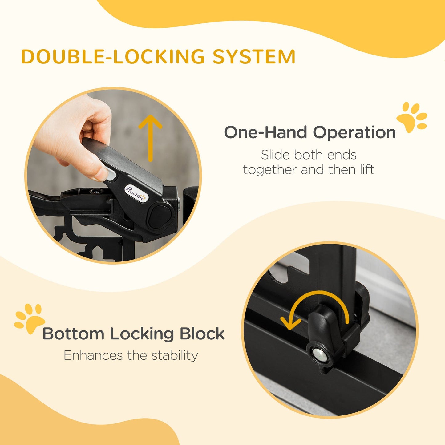 PawHut 74-80 cm Pressure Fit Safety Gate for Doorways and Staircases, Dog Gate, Pet Barrier for Hallways with Auto Close, Double Locking--ChewyGames-ChewyGames