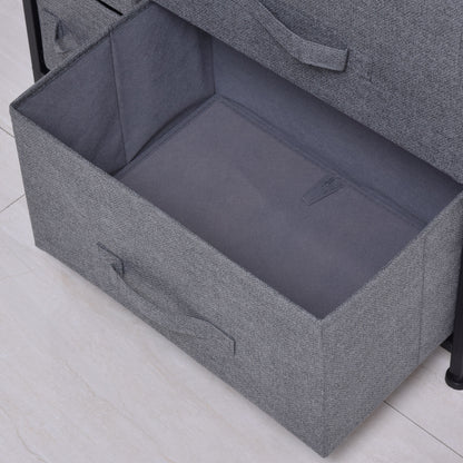 HOMCOM Chest of Drawers with 7 Drawers, Fabric Drawers with Large Storage Space, Drawers Dresser with Metal Frame, Adjustable Feet for Bedroom Living Room, Dark Grey
