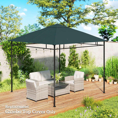 Outsunny 3 x 3 m Gazebo Canopy Replacement Cover, Garden Gazebo Roof Replacement with Drain Holes, TOP COVER ONLY, Grey