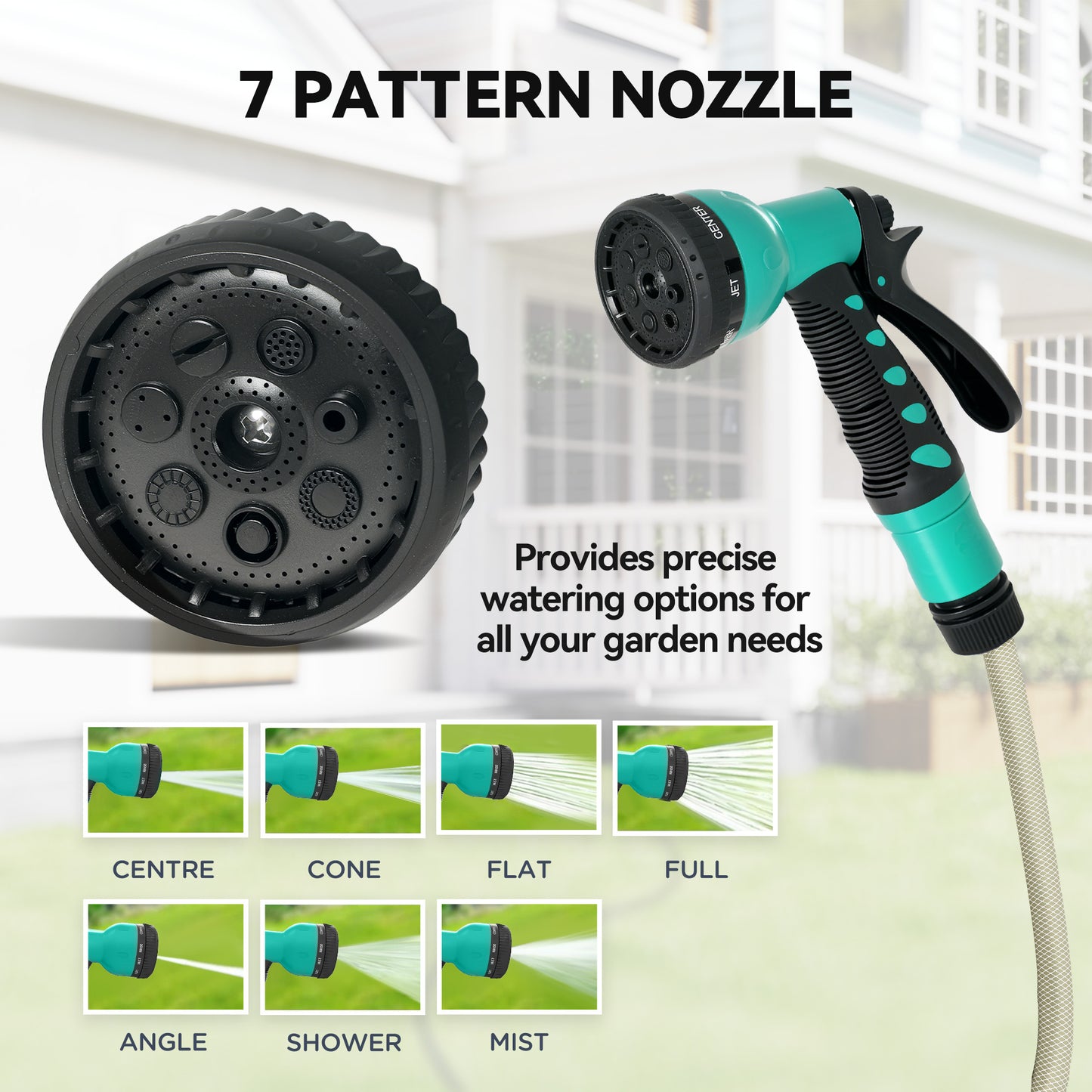 Outsunny Retractable Hose Reel Wall Mounted, 30+2m Garden Hose Pipe Reel with Lock, Auto Rewind, 7 in 1 Spray Nozzle, Includes Wall Fixings, 180° Swivel, Outdoor Watering, 59 x 23 x 42 cm, Grey