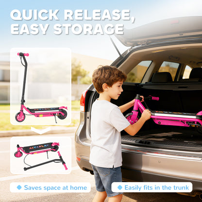 AIYAPLAY Electric Scooter for Kids Aged 6-14 Years, with Colourful Lights, Pink
