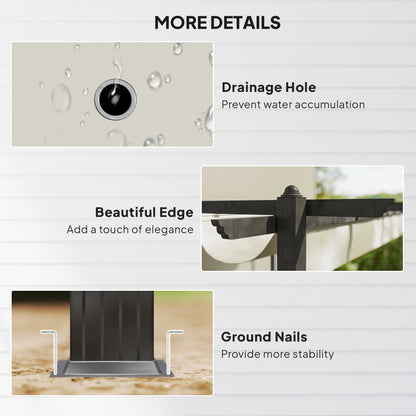 Outsunny 4 x 3(m) Aluminium Pergola with Retractable Roof, Garden Gazebo Canopy Shelter for Outdoor, Patio, Cream White