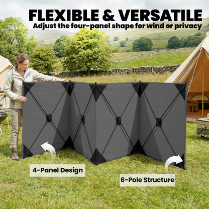 Outsunny Camping Windbreak Pop Up Windbreaker Blocker with Ropes Pegs for Beach Caravan Outdoor 480 x 120 cm