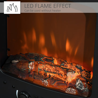 HOMCOM Electric Fireplace Stove, Free standing Fireplace Heater with Realistic LED Flame Effect and Adjustable Brightness, Overheat Safety Protection, 900W/1800W, Black