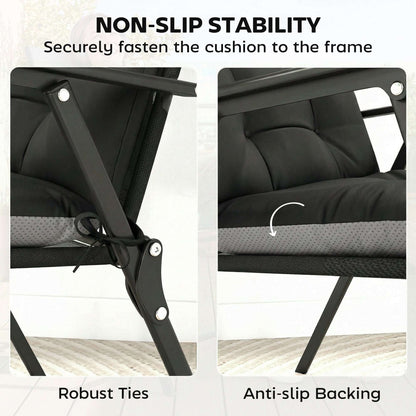 Outsunny Patio Chair Cushions Set of 4, Waterproof Non-Slip Lounge Chair Cushions, 112x53cm, Black