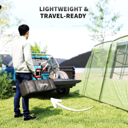 Outsunny 4 Man Tunnel Tent, Family Camping Tent with Porch, Bedroom and Living Area, Sewn in Groundsheet, 3000mm Waterproof, Portable with Bag for Hiking, Festival, Backpacking, Green