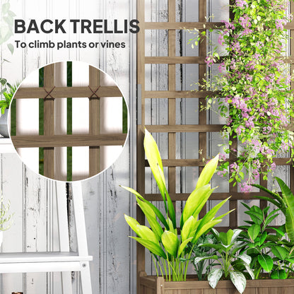 Outsunny Wooden Trellis Planter, Raised Garden Bed with Wheels, to Climb and Grow Vegetables, Herbs and Flowers, Brown