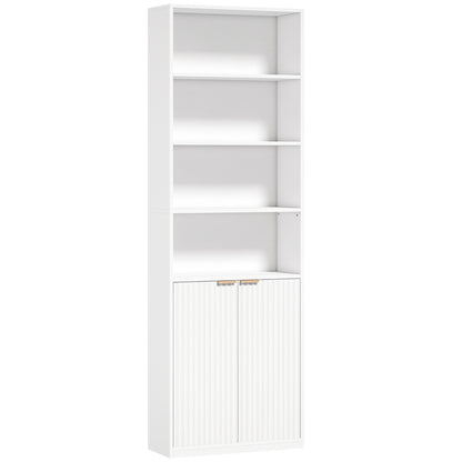 HOMCOM Bookcase Adjustable Shelf Bookshelf Anti-Tip Hardware 6-Tier, White