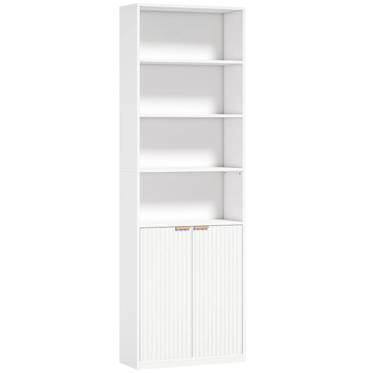 HOMCOM Bookcase Adjustable Shelf Bookshelf Anti-Tip Hardware 6-Tier, White