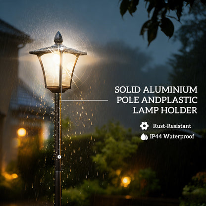 Outsunny Garden Solar Lamp Post Light, Waterproof LED Solar Light Post with Planter, Black