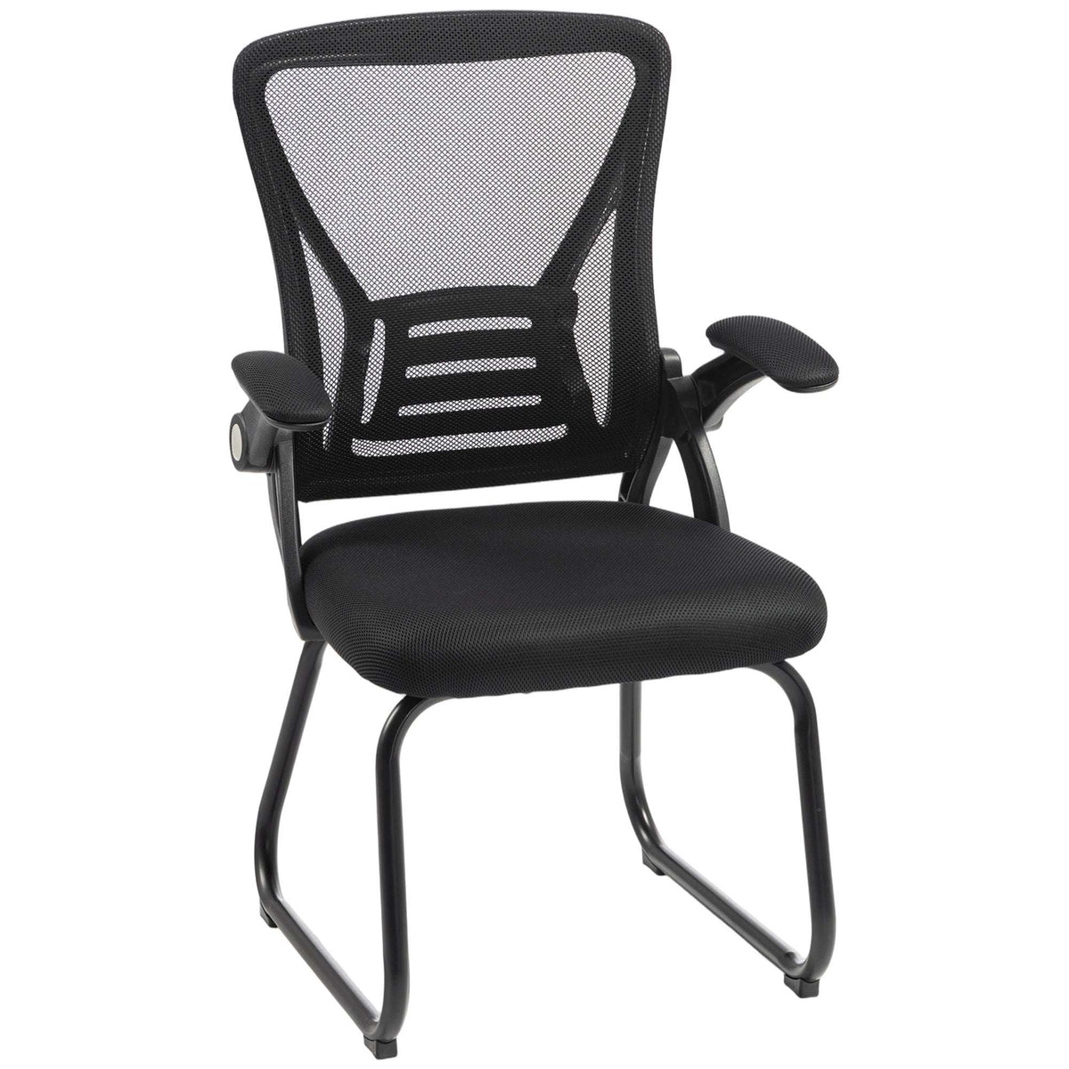 HOMCOM Office Chair, Ergonomic Desk Chair No Wheels with Mesh Backrest and Steel Legs for Home Conference Room, Black