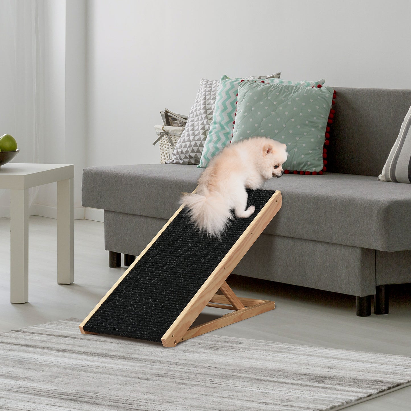 PawHut Dog Ramp, Foldable Pet Ramp with 4 Adjustable Heights, Non-Slip Finish for Medium and Large Dogs, Black