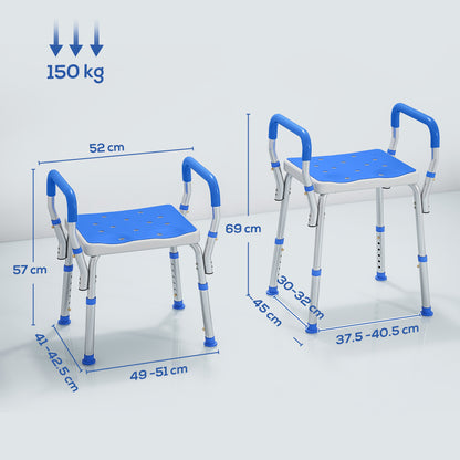 HOMCOM 57-69cm Aluminium Frame Bath Seat
