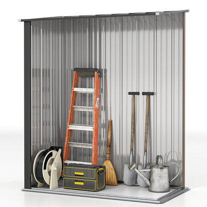 Outsunny 5.3 x 3.1ft Corrugated Steel Garden Shed - Brown