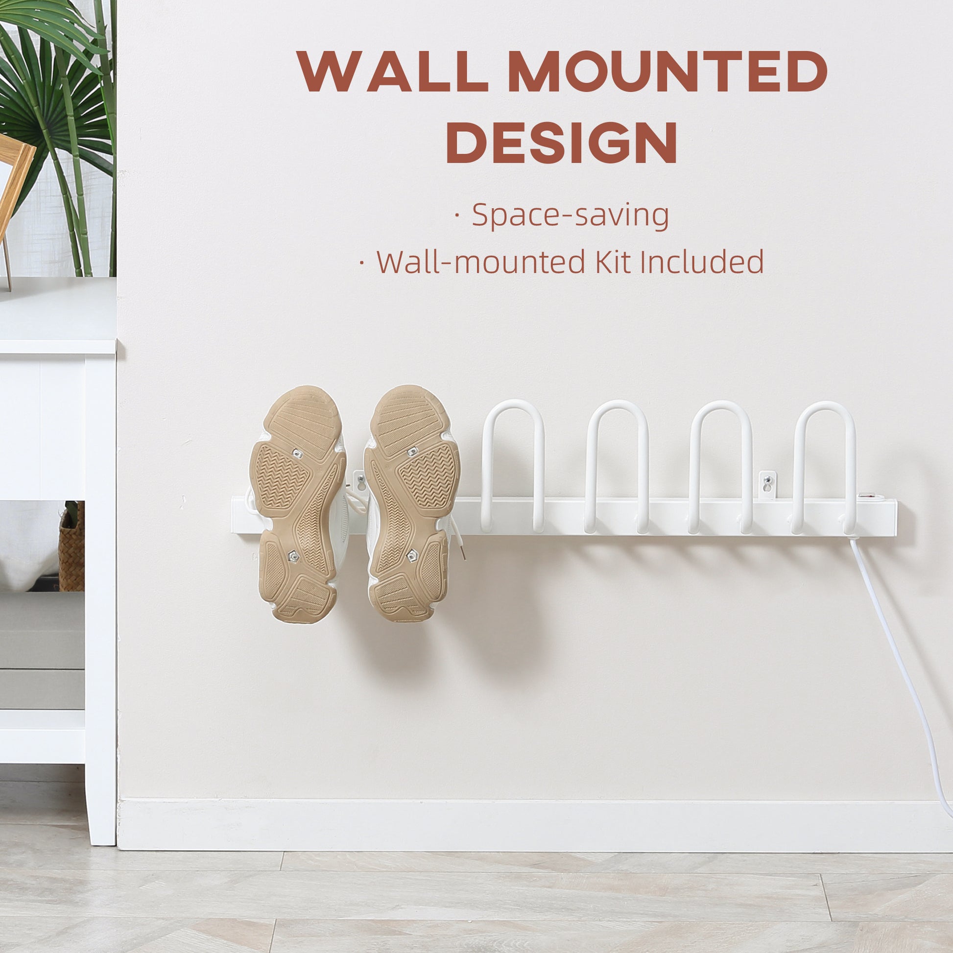 HOMCOM 3 Pairs Electric Shoe Dryer, Wall Mounted Shoe Warmers with Constant Temperature for Boots, Leather Shoes, Socks, White--ChewyGames-ChewyGames