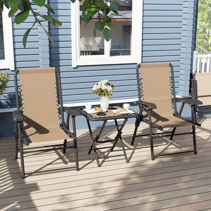 Outsunny Three-Piece Garden Table and Chair Set - Khaki--ChewyGames-ChewyGames
