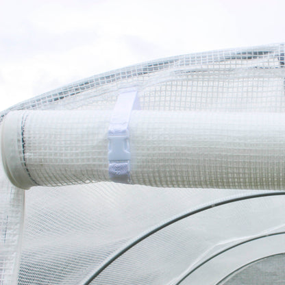 Outsunny 3 x 2 x 2m Polytunnel Greenhouse Replacement Cover ONLY Winter Garden Plant PE Cover for Tunnel Walk-in Greenhouse with Roll-up Windows Door Outdoor, White