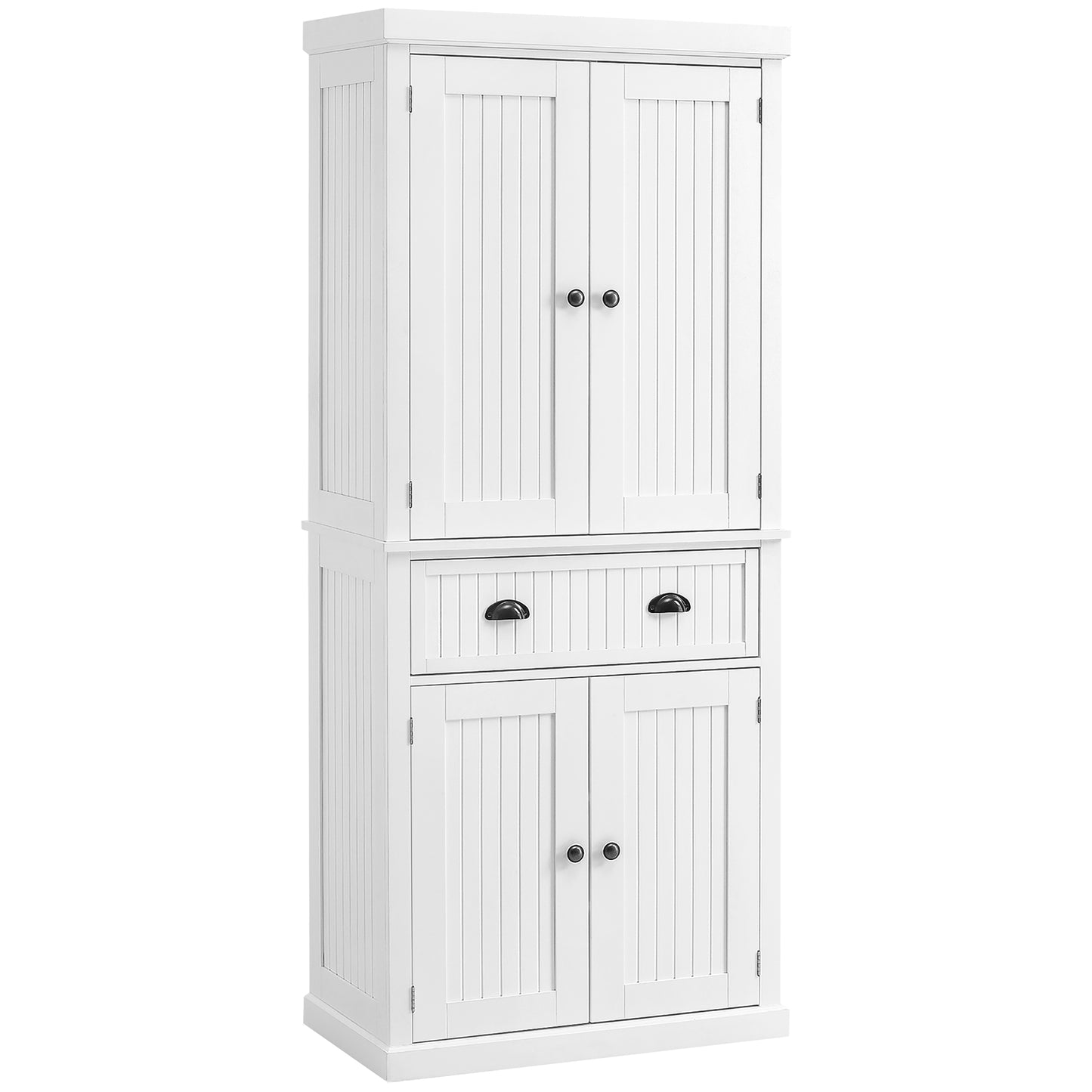HOMCOM Kitchen Storage Cabinet with Drawer and Adjustable Shelves - White-Tall Kitchen Cabinets-ChewyGames-ChewyGames