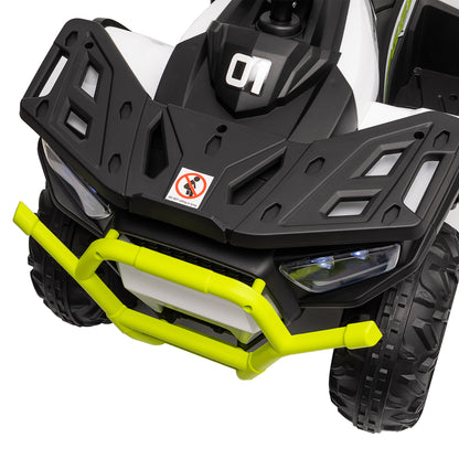 AIYAPLAY 12V Kids Electric Ride on ATV, Battery-Powered Quad Bike w/ Spring Suspension, Forward Backward, Storage Basket, Green
