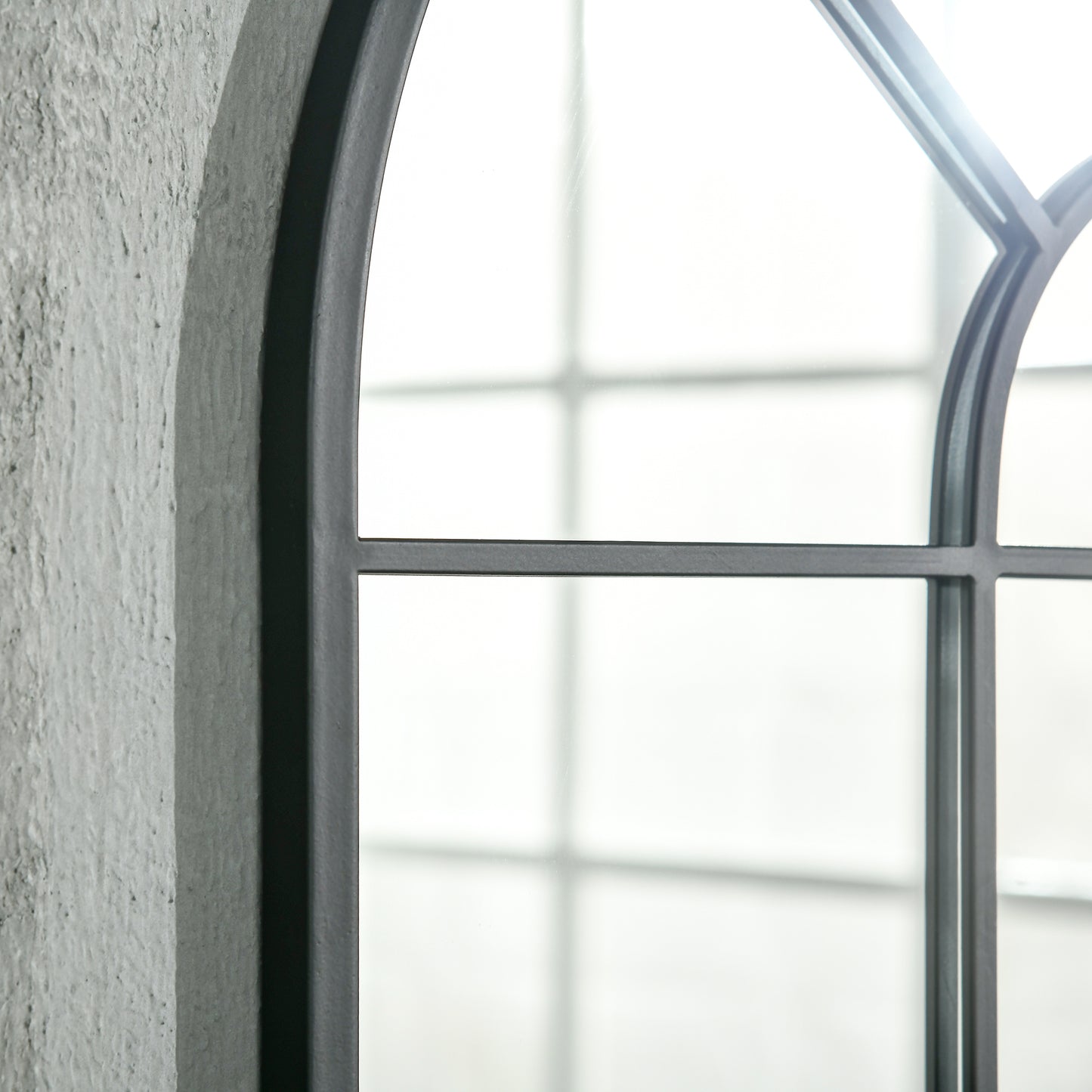 HOMCOM 90 X 61cm Arched Grid Mirror - White