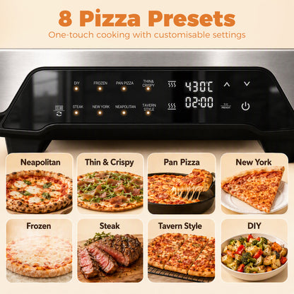 HOMCOM Electric Pizza Oven, 12 Inch Pizza Maker with 8 Preset Modes and Ceramic Stone, 2200W