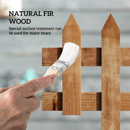 Outsunny Pack of 12 Wooden Border Fences, Garden Fixed Picket Fence for Lawn Edging, Flowerbed, 60L x 1D x 34H cm, Brown